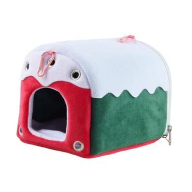 Imagem de Baoblaze Cama autoaquecida para papagaios, periquitos, aconchegante cama suspensa de lã macia para clima frio, ideal para papagaios, chinchilas, periquitos, Verde