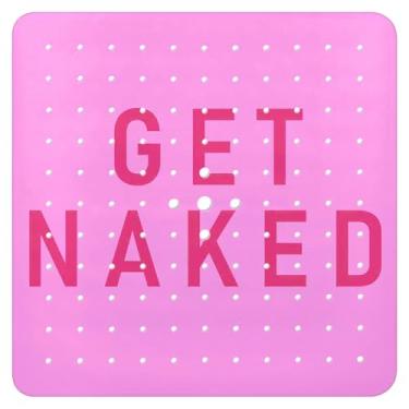 Imagem de Tapete de banheira antiderrapante, tapete de banheira quadrado Get Naked Tapete de chuveiro com ventosas para adultos e crianças idosos 53 x 53 centímetros