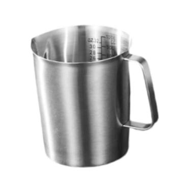 Imagem de ＫＬＫＣＭＳ Jarra medidora grande em aço inoxidável com alça, ideal para confeitaria, misturar leite e fazer espuma para café, 1000ml