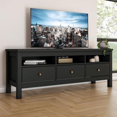 Imagem de Rack para TV Até 65 Polegadas Indiana 3 Gavetas Preto - Henn