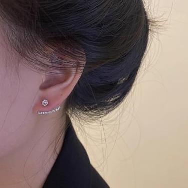 Imagem de Brincos delicados para mulheres, banhado a ouro 14 K, zircônia cúbica, hipoalergênicos, joias de noivado, presentes, One Size, Cobre, Sem pedra preciosa