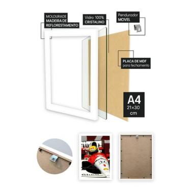 Imagem de Quadro Ayrton Senna Campeão com Vidro e Moldura Branca Tam:A4 - Spark 