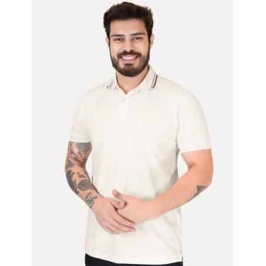 Imagem de Polo Aramis Masculina Piquet Gola Duo Frisos Off-White Tamanho:M/M, M/