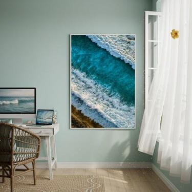 Imagem de Quadro Decorativo Ondas Do Oceano-70x50cm Cor:Moldura Preta - Quadros 