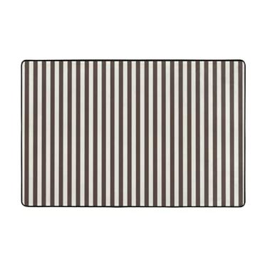 Imagem de Zeraoke Tapetes listrados marrons para sala de estar de 1,2 x 1,8 m, tapete macio e moderno, tapetes felpudos antiderrapantes para decoração de casa, tapete lavável para quarto, jantar, dormitório,