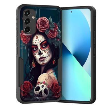 Imagem de KJFHDJFDH Capa para Galaxy S24, camada dupla, híbrida, resistente, resistente, à prova de choque, PC rígido + capa protetora de silicone macio para Samsung Galaxy S24 6,2 polegadas 2024, caveira rosa