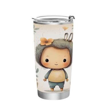 Imagem de Wassud Copo de 340 g com tampa e canudo de aço inoxidável de parede dupla à vácuo com isolamento térmico para bebidas frias e quentes