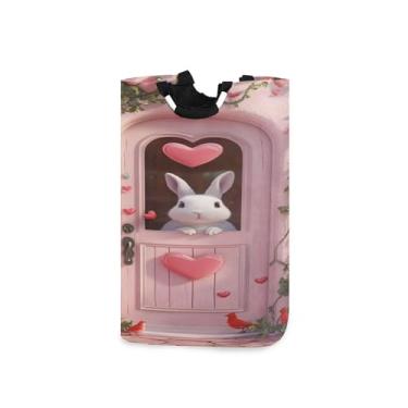 Imagem de xigua Cesto de lavanderia grande com alça de coelho, cesto de roupas dobrável para organização de brinquedos e roupas no quarto, banheiro e lavanderia