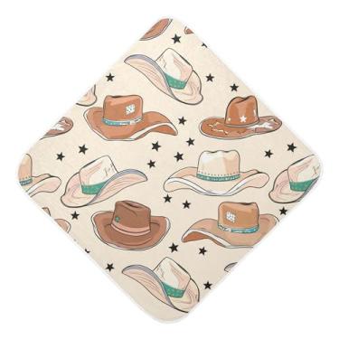Imagem de Burbuja Chapéu de cowboy toalha de banho para bebê - toalha com capuz de musselina macia absorvente para recém-nascidos e bebês, 76 x 76 cm