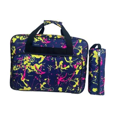 Imagem de KiBcsLic Bolsa para transporte de máquina de costura, portátil, para organização doméstica, transporte de máquina de costura de mão para viagens e academia, Azul