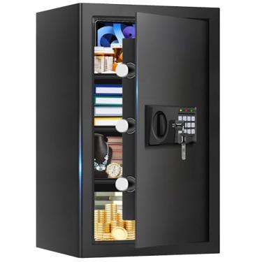 Imagem de FULCYOVT Cofre à prova de fogo, 3,4 metros cúbicos, construção de aço, fechadura mecânica, portátil, preto