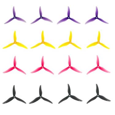 Imagem de 4 Sets RC Drone Props Propeller Hurricane 51477 5.1inch 3-Paddle Propeller with 5mm Mounting Hole for 2206-2407 Motor for FPV Racing Drone(2 Pairs of Purple, Yellow, Pink, and Black)