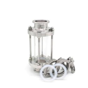 Imagem de 1.5"2"3"4"4.5", Tube OD 38/51/76/108/114mm Tube Sanitary Flow Sight Glass, 304 Stainless Steel Home Brew, 1pcs(1.5 INCH-SS304,With 2 Gasket)