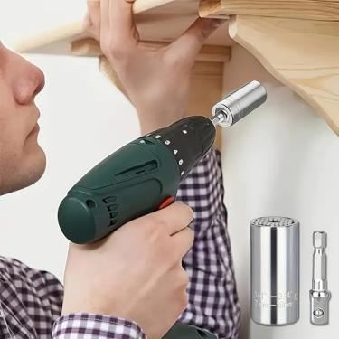 Imagem de 1 conjunto de chaves catracas universais 7-19 mm CrV 72T adaptador de rebarbadora de cabeça flexível arco giratório de 5 graus para automóveis e casa, prata