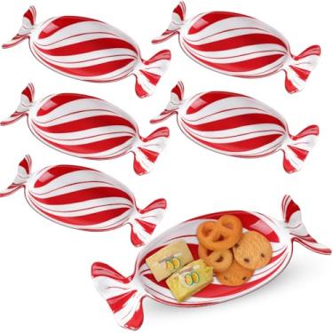 Imagem de Teenyyou 6 peças de pratos de doces de Natal melamina, bandeja de servir de frutas e sobremesas, pratos de biscoitos, para festas de Natal, festas de fim de ano, lavável na lava-louças