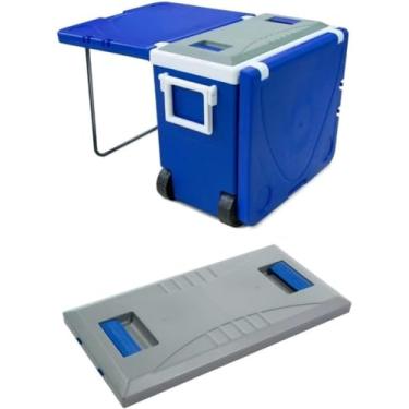 Imagem de Caixa Cooler Termica 32 Litros 5 em 1 Com Rodinhas Alças de Transporte Mesa Cadeira Multifuncional Ampamento Camping visite nossa loja Leo Top Store