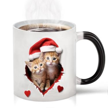 Imagem de Caliamary Caneca que muda de calor, caneca de café engraçada de cerâmica que muda de calor, caneca de café sensível ao calor de 325 ml, caneca de café fofa de presente de Natal para mulheres, homens e