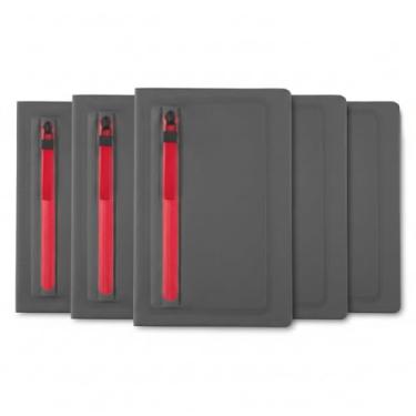 Imagem de Caderno de Anotações Executivo com Porta Objetos, Capa Dura em Material Sintético, 80 Folhas Pautadas, Cinza, 21,5x15,5x1,5cm (5, Vermelho)