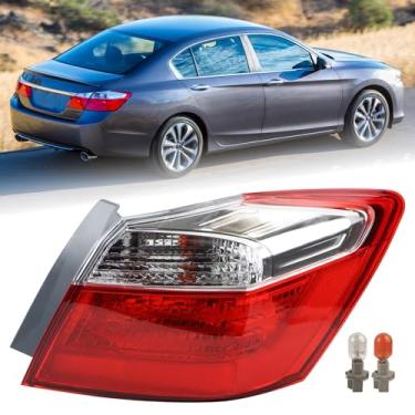 Imagem de KAMDKI Luz traseira tipo halogênio RH adequada para Honda Accord EX/LX/Sport Sedan 2013 2014 2015 Conjunto de lâmpada traseira lado direito do passageiro com lâmpadas não LED 33500-T2A-A12 HO2805103