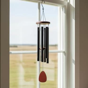 Imagem de Sinos de vento externos - 6 tubos de alumínio, sinos de metal pendurados com gancho para decoração de varanda de pátio, presentes de aquecimento de casa