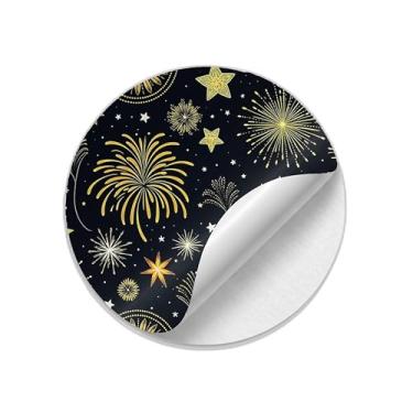 Imagem de Ladrilho Decorativo de Cerâmica Estampa Fogos de Artifício Estrela Dourada Fundo Preto