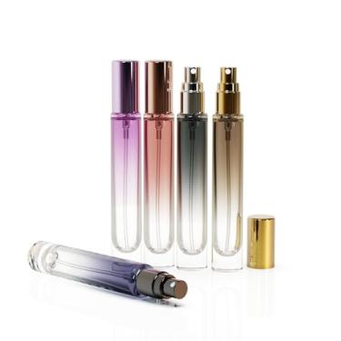 Imagem de Jagolain Atomizador recarregável de perfume de vidro redondo de 10 ml para viagem e recipiente de amostra, mini frascos de spray de colônia vazios (misturados)