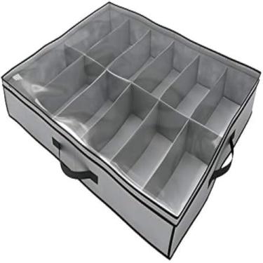 Imagem de Caixa organizadora transparente empilhavel para sapatos, com divisorias, grande e reforcado. - Cores sortidas