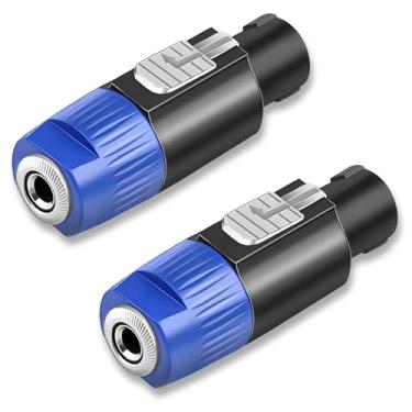 Imagem de MAYWILLA Conector adaptador Speakon para 1/4, 2 peças Speak-On macho para conector fêmea TS de 1/10.2 cm com trava de torção para amplificador de alto-falante misturador