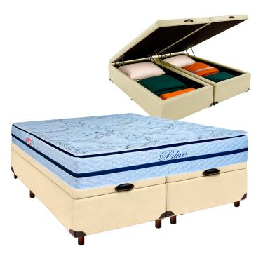 Imagem de Cama + Bau Blindado e Colchão Molas Ensacadas Queen - Blue Paropas