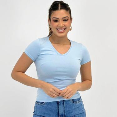 Imagem de Blusa Malwee Básica Manga Curta Gola V Feminina-Feminino