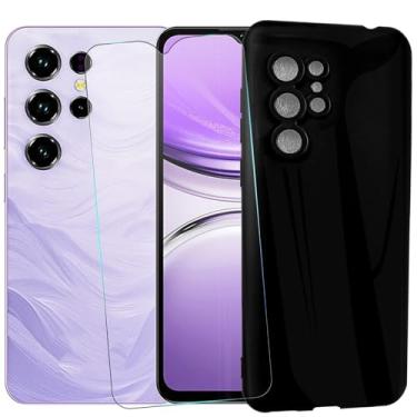 Imagem de MAOUICI Capa para celular Oukitel C2, capa macia de TPU antiimpressão digital, para protetor de tela de vidro temperado Oukitel C2 [1 unidade] [6,5 polegadas]