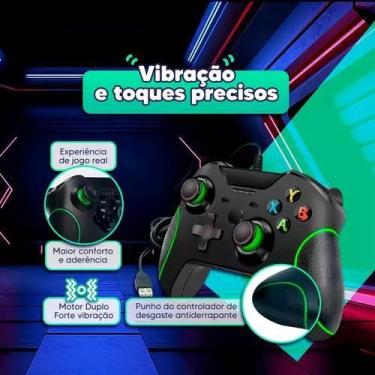 Imagem de Controle Compativel One e Pc Gamer Com Fio O01 preto USB - Rhos