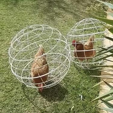 Imagem de LOERSS Gaiola de coelho para galinheiro, gaiola de coelho ao ar livre, gaiola circular de galinha, casa de gaiola de metal para aves, gaiola esférica de coelho, para uso em fazenda no quintal ao ar