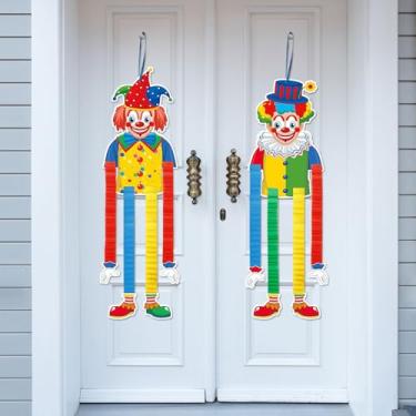 Imagem de ALIBBON 2 peças de decorações de carnaval de palhaço coloridas 3D circo palhaços artistas decoração de pendurar para festa de carnaval decoração de palhaço para artigos de festa de aniversário