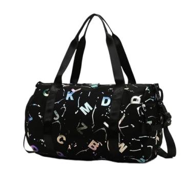 Imagem de RORFFK Bolsa tiracolo tiracolo para academia, ioga, esportes, dança, para meninas, meninos, letras graffiti, viagem, fitness, siwming, seco, molhado, impermeável, à prova d'água, Preto, One Size