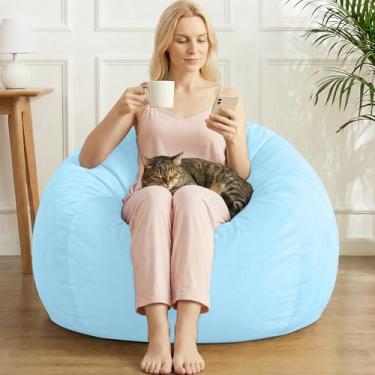 Imagem de AZHCHKE Cadeira de pufe de armazenamento de animais de pelúcia (sem enchimento), poltrona de veludo macio e confortável para adultos, crianças, adolescentes, meninas, cães, gatos, animais de estimação