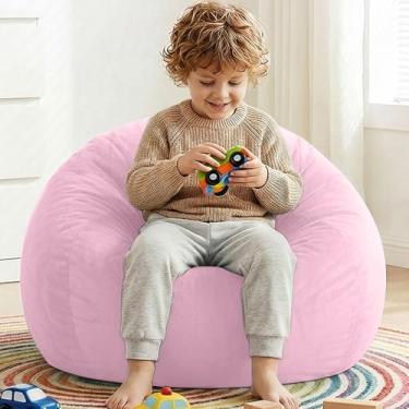 Imagem de AZHCHKE Cadeira de pufe de armazenamento de animais de pelúcia (sem enchimento), cadeira de veludo macia e confortável para adultos, crianças, adolescentes, meninas, cães, gatos, animais de estimação