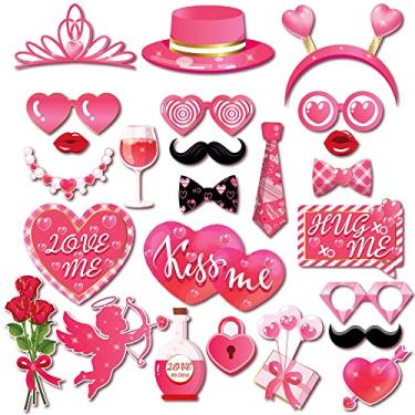 Imagem de Lide Road 25 Peças De Decoração Para Cabine Fotos Dia Dos Namorados, Acessórios Festa, Selfie Com Bastão O Namorados