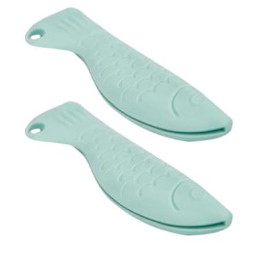Imagem de Alipis 2 peças de facas protetor de silicone para mãos de cozinha, ferramenta universal de corte de carne, protetores de mãos para cozinha, 11,50 x 2,00 x 2,00 cm, azul-celeste