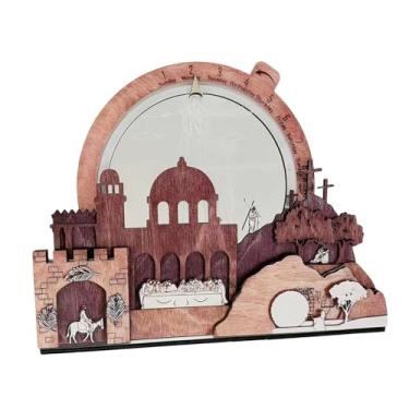 Imagem de Fancyes Placa de madeira decorativa para mesa com contagem regressiva para o Natal e a Páscoa, ideal para decoração de mesa, escritório, casa de campo ou, Marrom