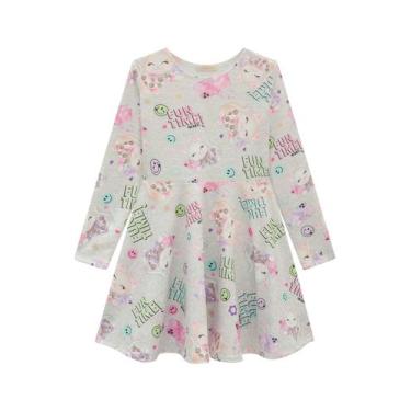 Imagem de Vestido menina infantil inverno manga loga comprida 3 a 10, Vk cinza c