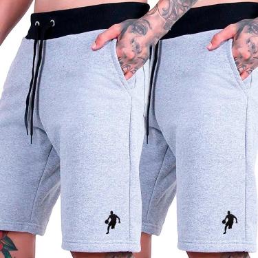 Imagem de Kit 2 Bermudas Basquete Futebol Calção Masculino Moletom Bolsos Laterais Dibre-Masculino