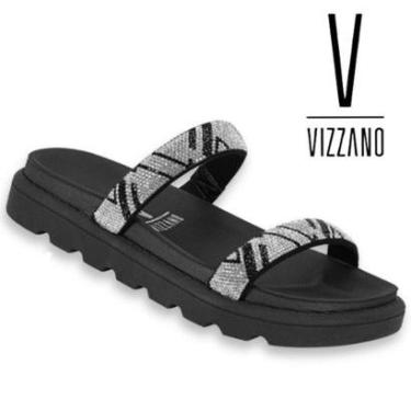 Imagem de Sandalia Papete Vizzano Original Rasteira Flat Slide Strass-Feminino