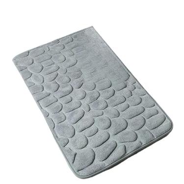 Imagem de Tapete de banheiro decoração em relevo de paralelepípedos tapetes antiderrapantes em lavatório banheira, tapete de chão(CINZA)