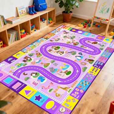 Imagem de FJKJHKGJ Tapete ABC para quarto de crianças - Tapetes alfabéticos de 6 x 10 metros para sala de jogos infantil, tapete educativo pequeno para aprender números de animais, tapete pré-escolar, decoração