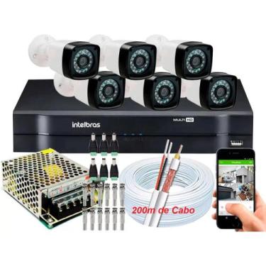 Imagem de Kit Cftv 6 Cameras Segurança Dvr Intelbras Full Hd 8ch c/ Acessorios e