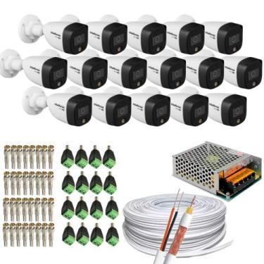 Imagem de Kit 16 Câmeras Intelbras 1220b Full color+100m de Cabo e Conectores+1 