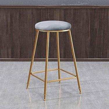 Imagem de Banco De Barra De Veludo, Cadeira De Jantar Empilhável De Altura 30"/75 Cm, Banco De Balcão Estofado, Banco De Destaque Moderno Com Assento Redondo, Pernas De Metal, Para Horta,D,26 Pol./65 Cm,Con