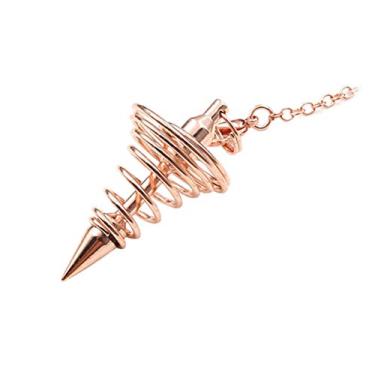 Imagem de GLOGLOW Pêndulo Espiritual de Metal, Pêndulo de Radiestesia de Adivinhação Com Corrente para Testes de Chakras Cura Espiritual, 7,0 Em Comprimento 16,53 X 8,66 Em Tamanho (Ouro rosa)
