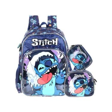 Imagem de Kit Lilo Stitch Mochila Costas + Lancheira + Estojo B Menino - Luxcel,